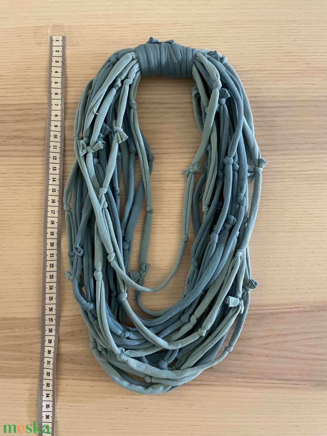 Denim light pamut pólónyaklánc - ékszer - nyaklánc - statement nyaklánc - Meska.hu