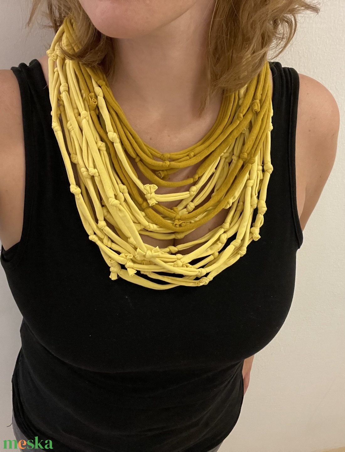 Mustard pamut pólónyaklánc - ékszer - nyaklánc - statement nyaklánc - Meska.hu