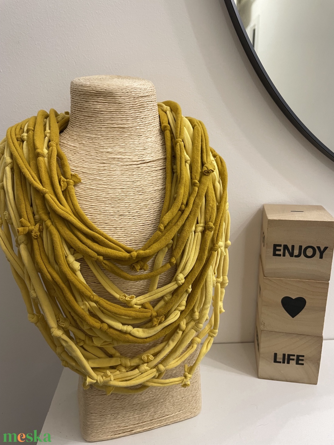 Mustard pamut pólónyaklánc - ékszer - nyaklánc - statement nyaklánc - Meska.hu