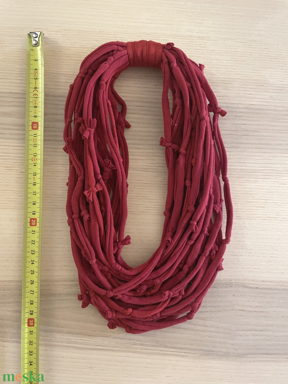Red velvet pamut pólónyaklánc - ékszer - nyaklánc - statement nyaklánc - Meska.hu