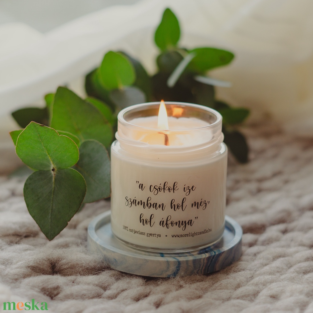 a csókok íze számban hol méz, hol áfonya - 100% natúr szójaviasz illatgyertya  - otthon & életmód - gyertya, illat, aroma - gyertya - Meska.hu