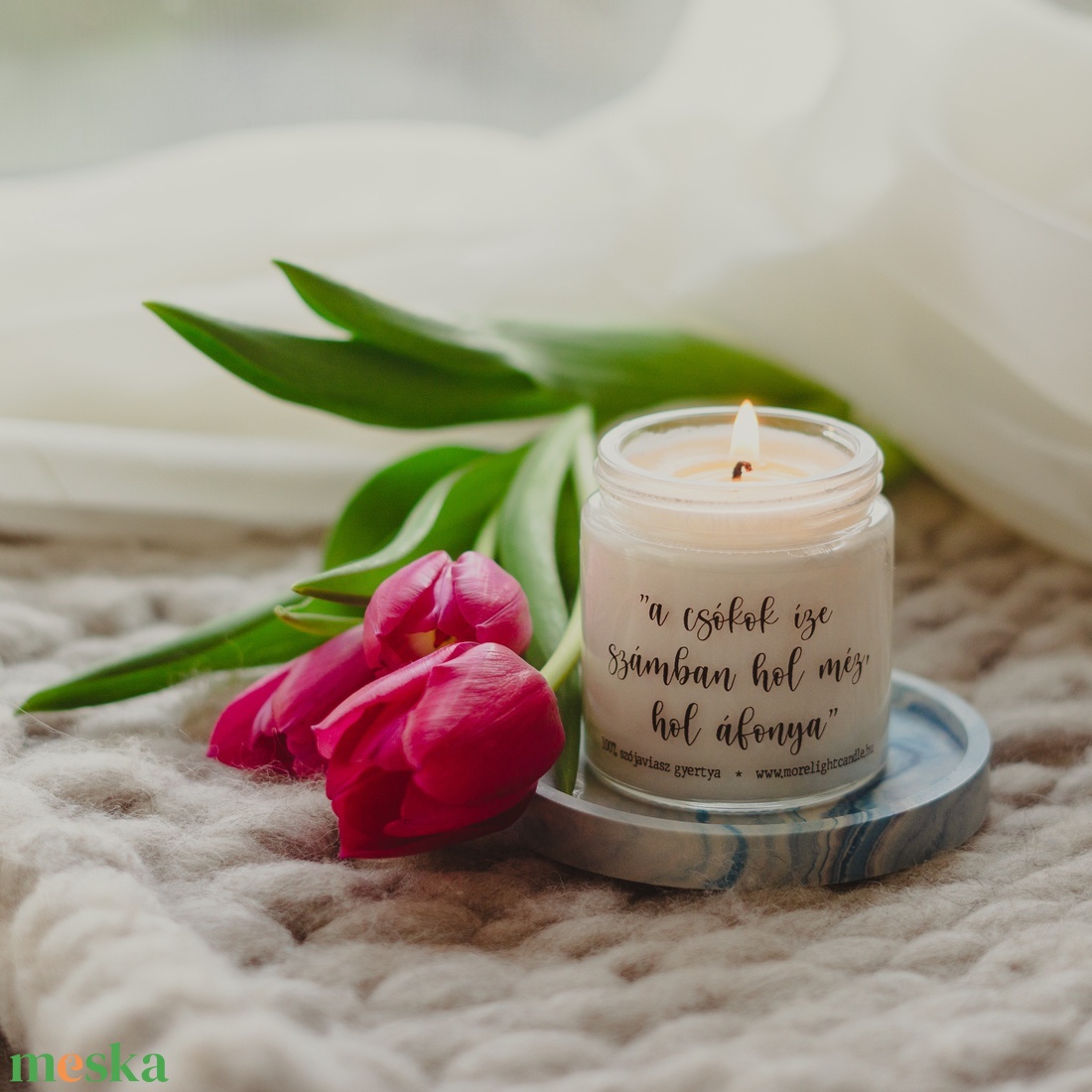 a csókok íze számban hol méz, hol áfonya - 100% natúr szójaviasz illatgyertya  - otthon & életmód - gyertya, illat, aroma - gyertya - Meska.hu