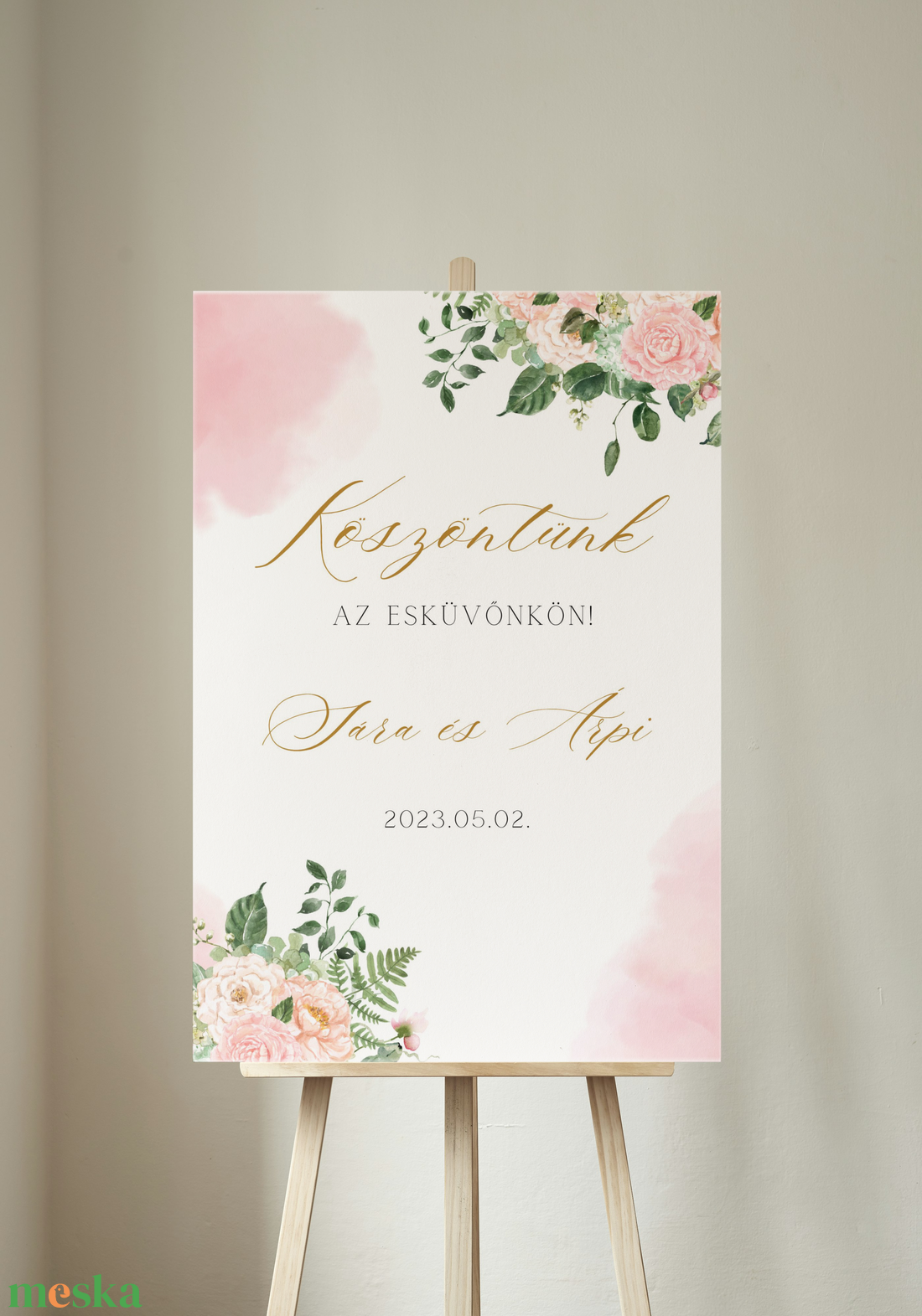 Tavaszias rózsás köszöntő és ülésrend tábla  - esküvő - dekoráció - tábla & jelzés - Meska.hu