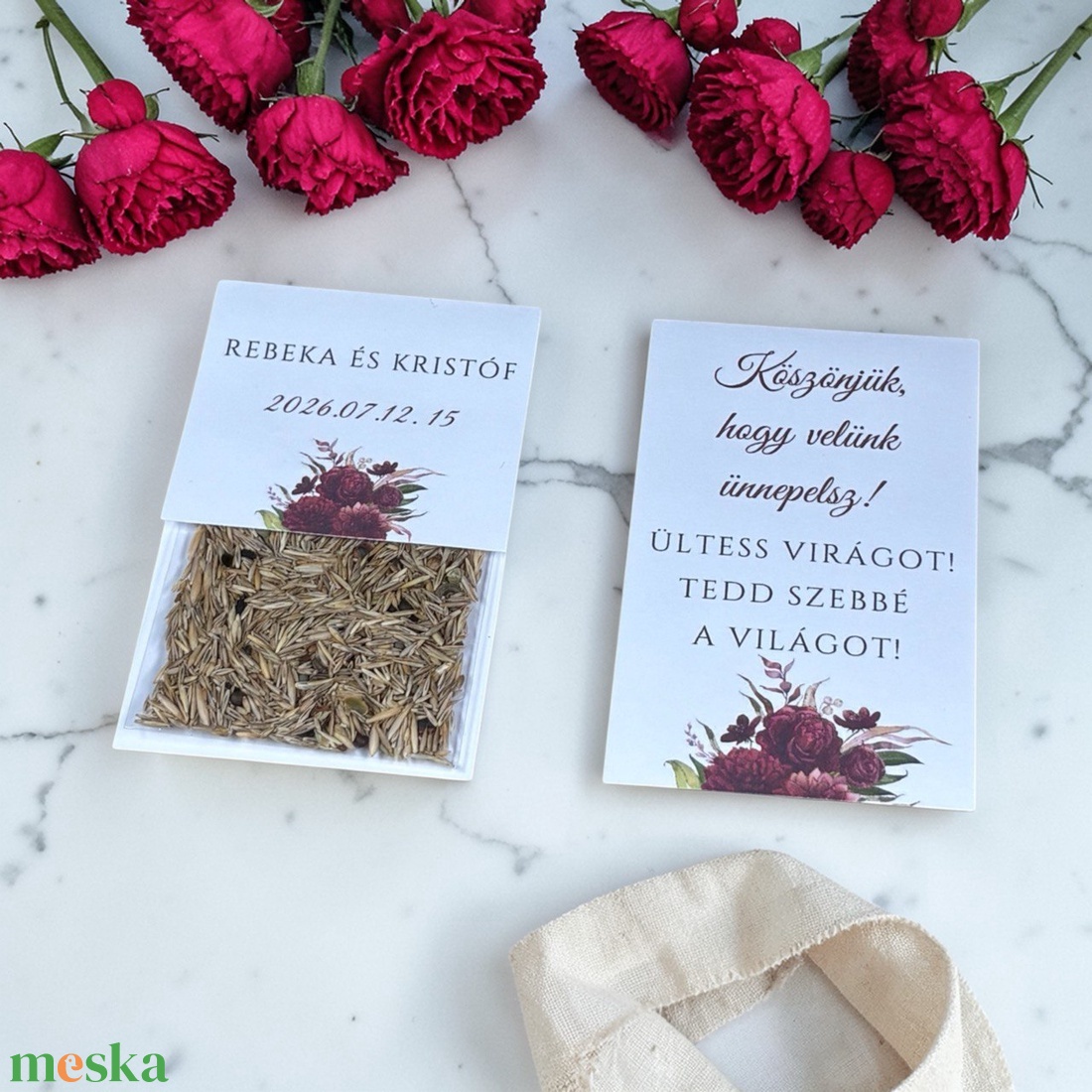 Esküvői köszönőajándék virágmag - Burgundy Bliss - esküvő - emlék & ajándék - köszönőajándék - Meska.hu