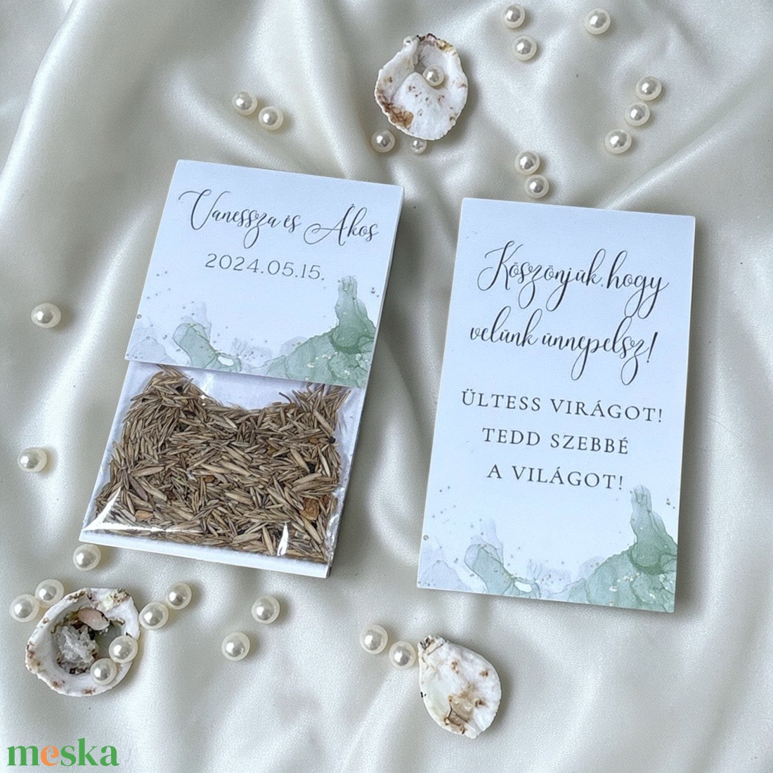 Esküvői köszönőajándék virágmag - Emerald Ink - esküvő - emlék & ajándék - köszönőajándék - Meska.hu