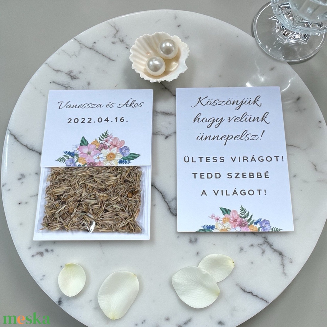Esküvői köszönőajándék virágmag /tavaszi színes virágos mintával/- Garden Joy - esküvő - emlék & ajándék - köszönőajándék - Meska.hu