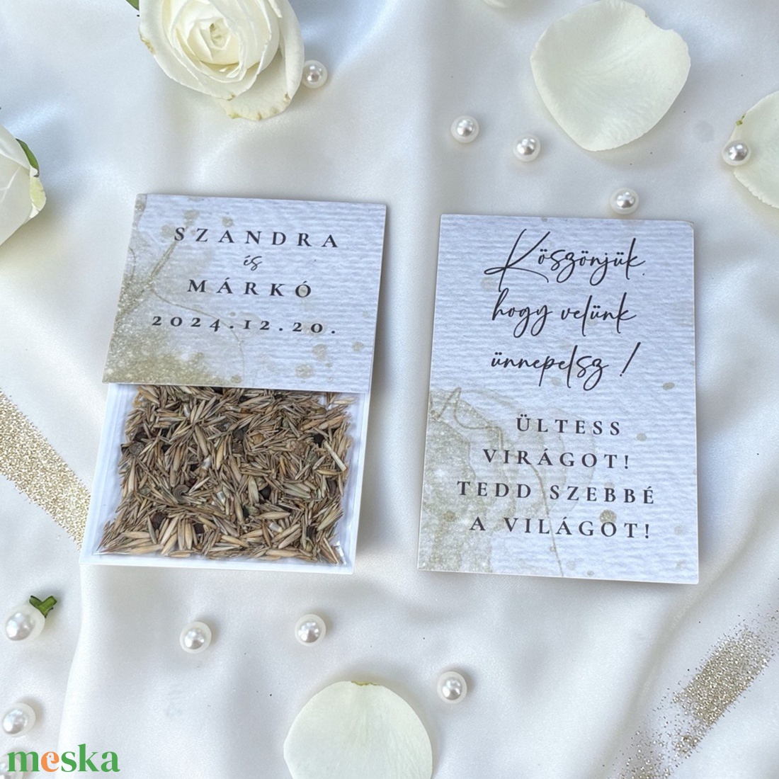 Esküvői köszönőajándék virágmag /arany mintával/- Golden Glow - esküvő - emlék & ajándék - köszönőajándék - Meska.hu