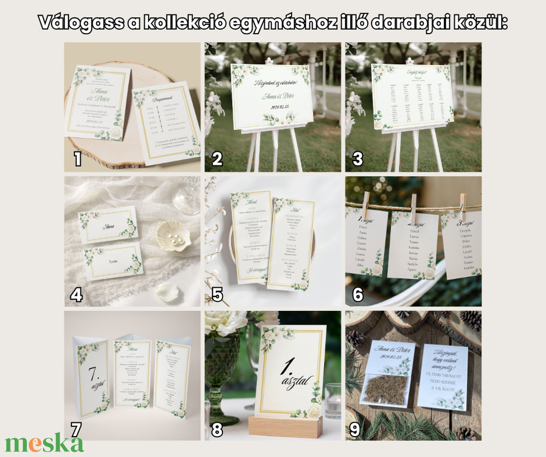 Esküvői köszönőajándék virágmag /fehér rózsa és arany mintával/- Golden Glow - esküvő - emlék & ajándék - köszönőajándék - Meska.hu