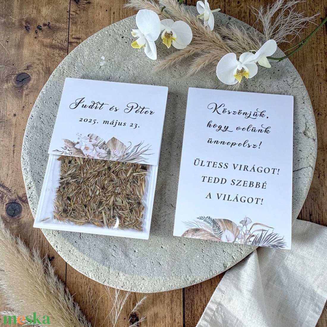 Esküvői köszönőajándék virágmag /szárazvirágos mintával/- Infinite Bloom - esküvő - emlék & ajándék - köszönőajándék - Meska.hu