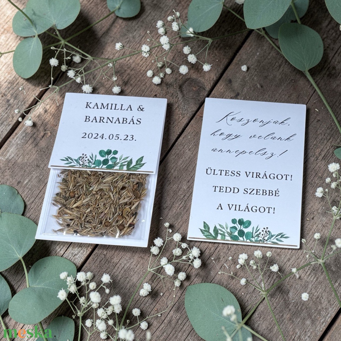 Esküvői köszönőajándék virágmag /eukaliptusz mintával/- L'Or Vert - esküvő - emlék & ajándék - köszönőajándék - Meska.hu