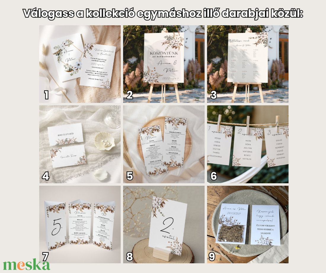 Esküvői köszönőajándék virágmag /gyapot és szárazvirág mintával/- Raw Silk - esküvő - emlék & ajándék - köszönőajándék - Meska.hu