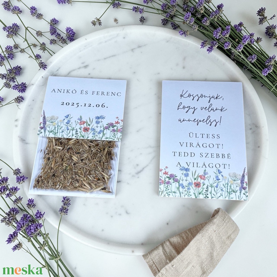 Esküvői köszönőajándék virágmag /mezei vadvirágos mintával/- Vadvirág liget - esküvő - emlék & ajándék - köszönőajándék - Meska.hu