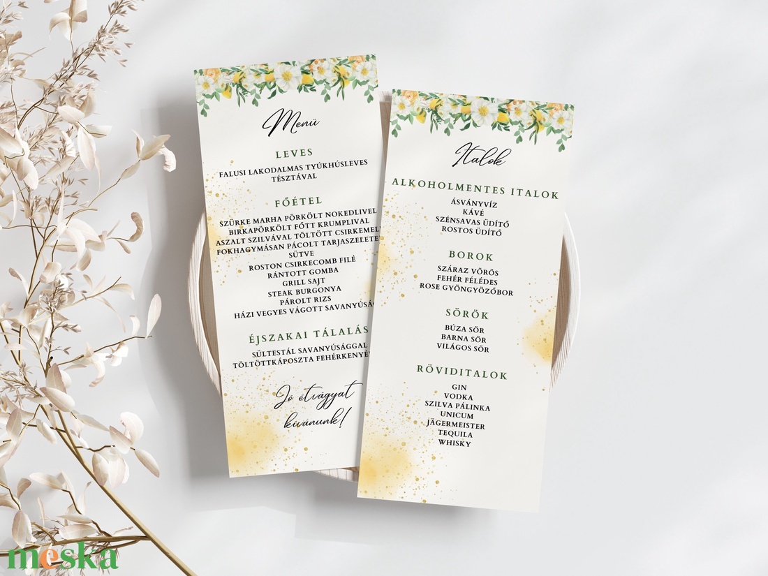 Esküvői menü és/vagy itallap/menüháromszög - Summer Sorbet - esküvő - meghívó & kártya - menü - Meska.hu