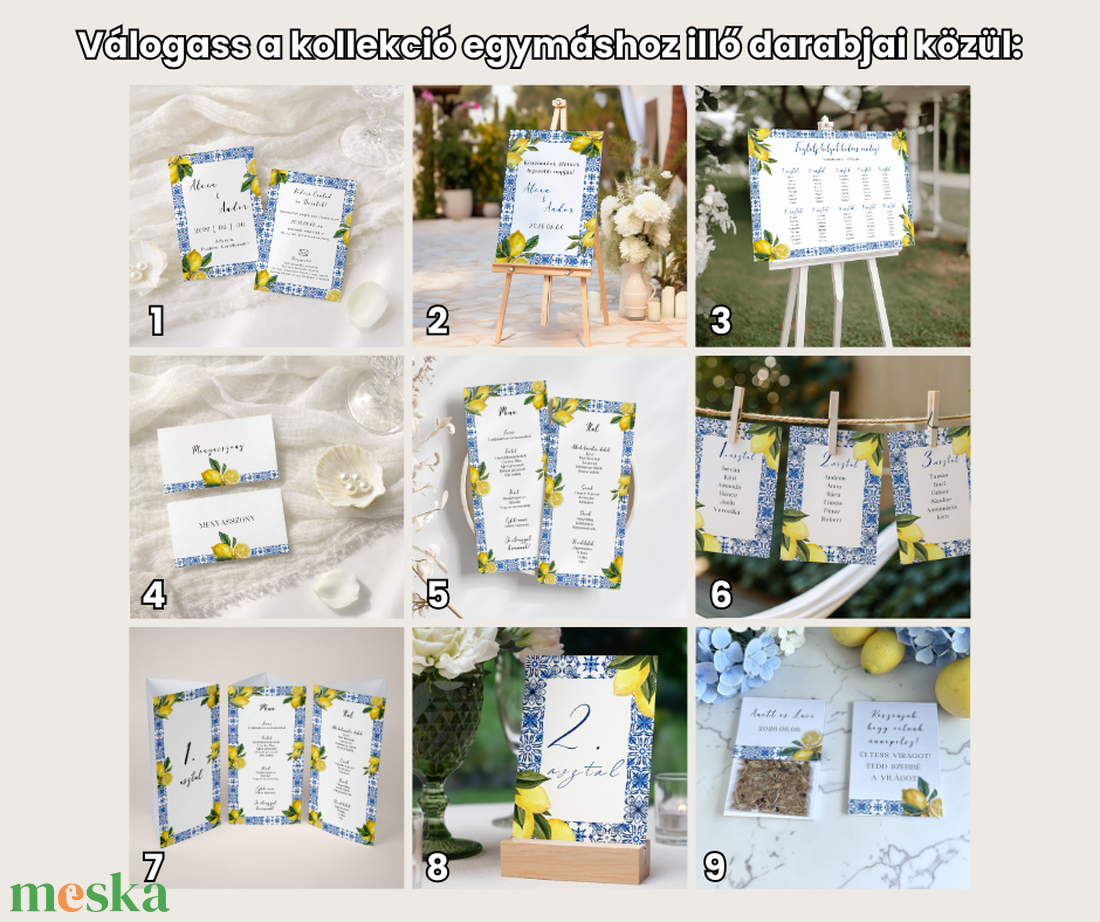 Esküvői tábla /köszöntőtábla/ültetésrend tábla/programtábla - Amalfi Ceramica (kék amalfi partos citromos) - esküvő - dekoráció - tábla & jelzés - Meska.hu
