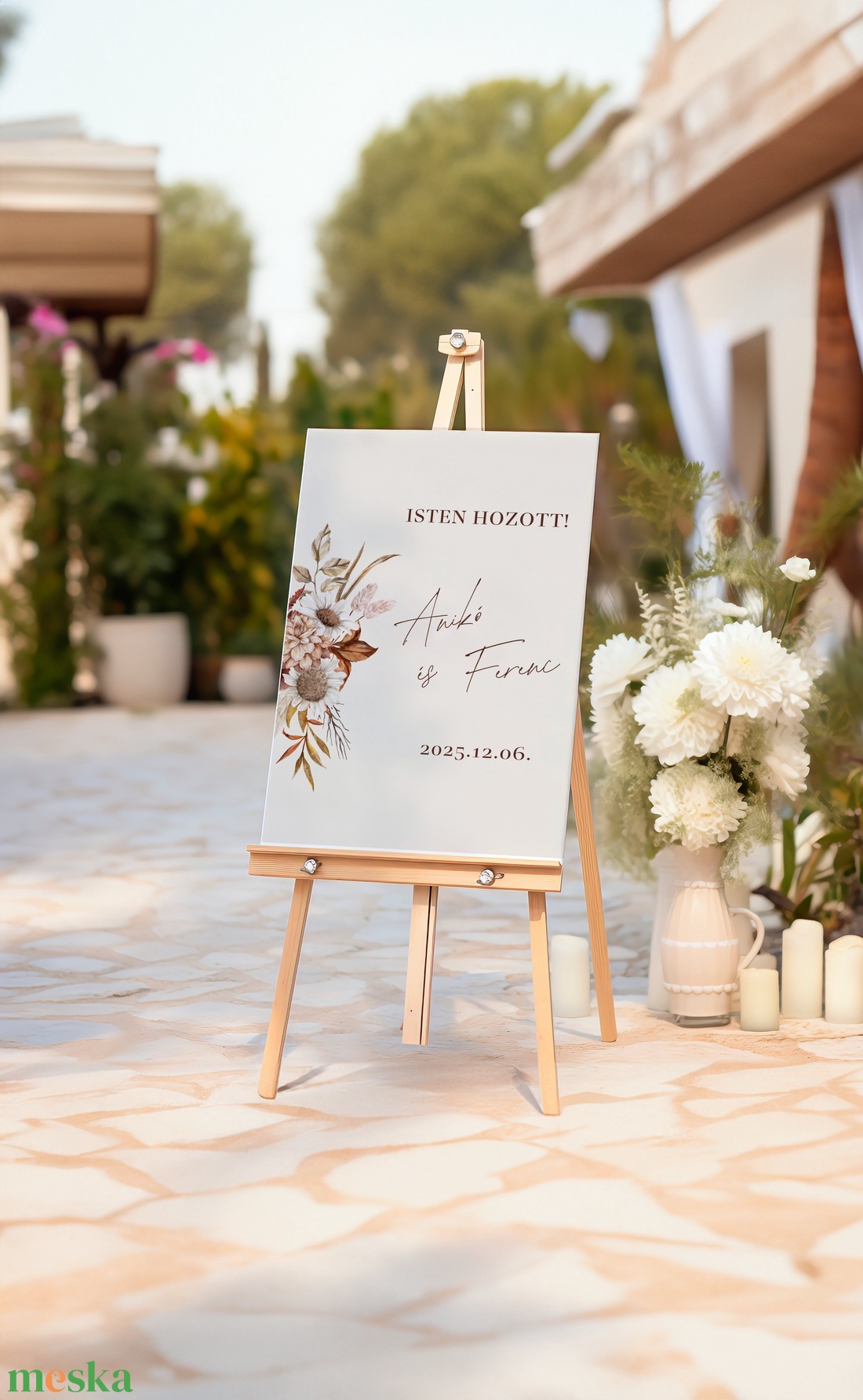 Esküvői tábla /köszöntőtábla/ültetésrend tábla/programtábla - Antique Bloom (terrakotta virágos) - esküvő - dekoráció - tábla & jelzés - Meska.hu