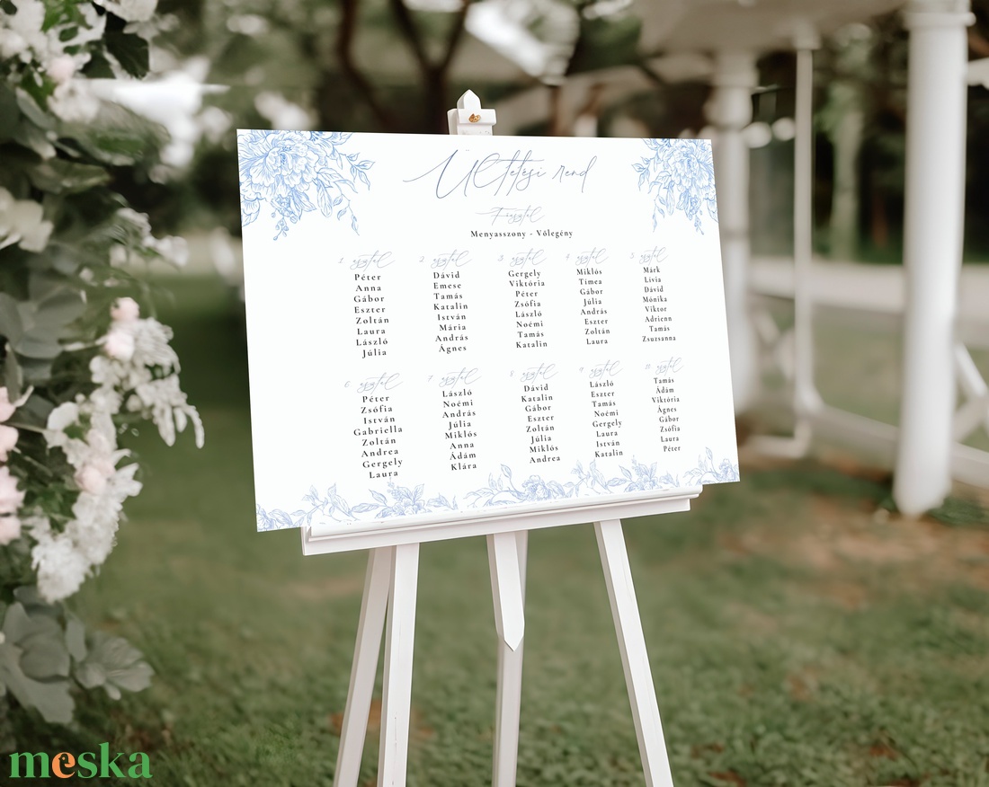 Esküvői tábla /köszöntőtábla/ültetésrend tábla/programtábla - Azure Wings (kék porcelán) - esküvő - dekoráció - tábla & jelzés - Meska.hu