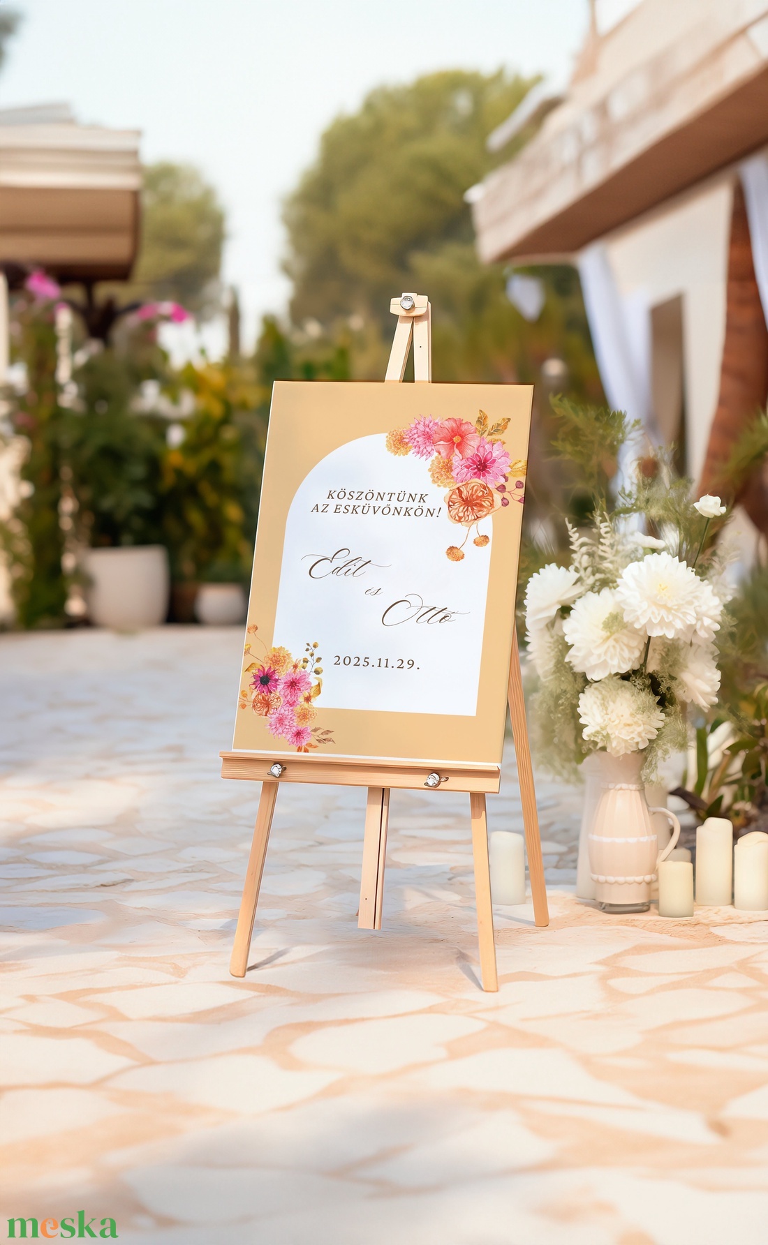 Esküvői tábla /köszöntőtábla/ültetésrend tábla/programtábla - Color Pop Flora (színes virágos) - esküvő - dekoráció - tábla & jelzés - Meska.hu