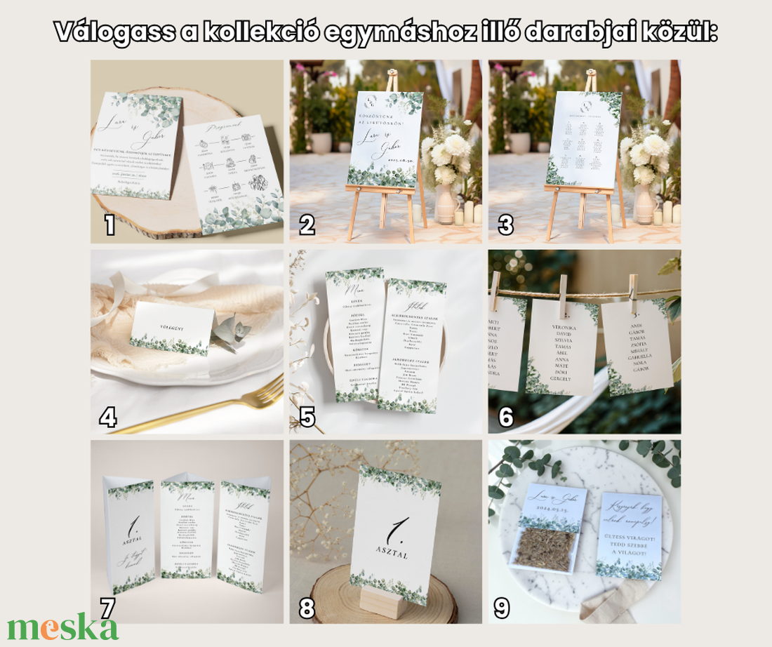 Esküvői tábla /köszöntőtábla/ültetésrend tábla/programtábla - Eucalypt Blom (eukaliptuszos zöld) - esküvő - dekoráció - tábla & jelzés - Meska.hu