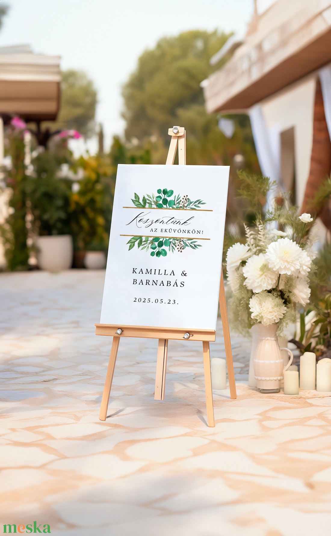 Esküvői tábla /köszöntőtábla/ültetésrend tábla/programtábla - L�Or  Vert (arany leveles) - esküvő - dekoráció - tábla & jelzés - Meska.hu