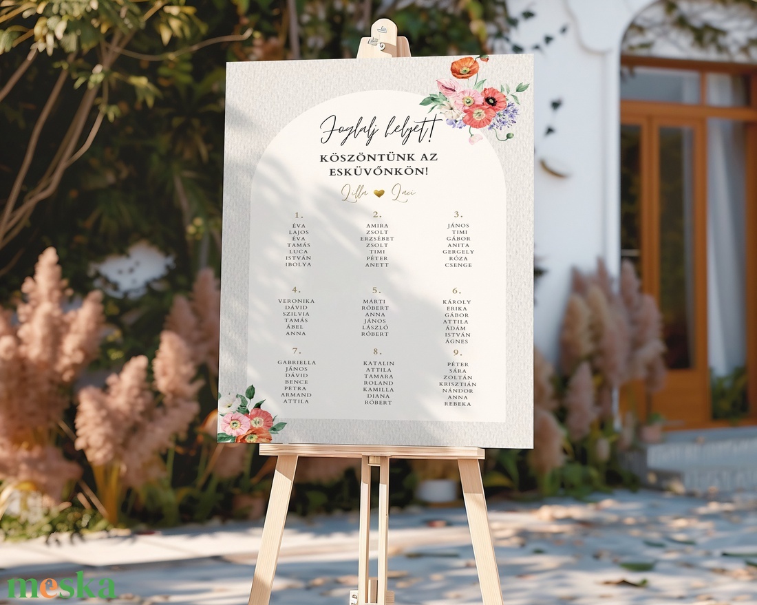 Esküvői tábla /köszöntőtábla/ültetésrend tábla/programtábla - Meadow Magic (pipacsos vadvirágos) - esküvő - dekoráció - tábla & jelzés - Meska.hu