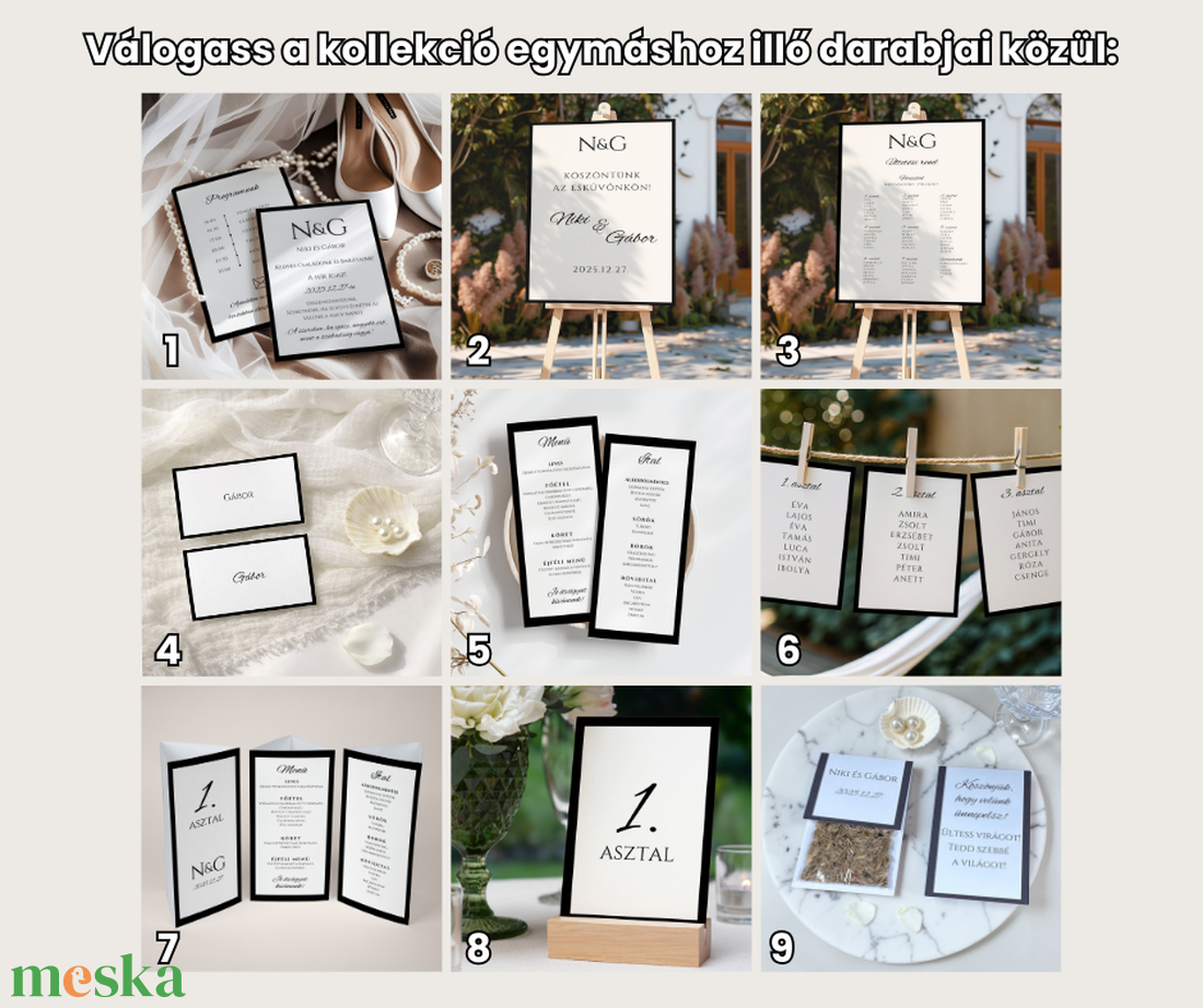 Esküvői tábla /köszöntőtábla/ültetésrend tábla/programtábla - Noir Elegance (modern fekete) - esküvő - dekoráció - tábla & jelzés - Meska.hu