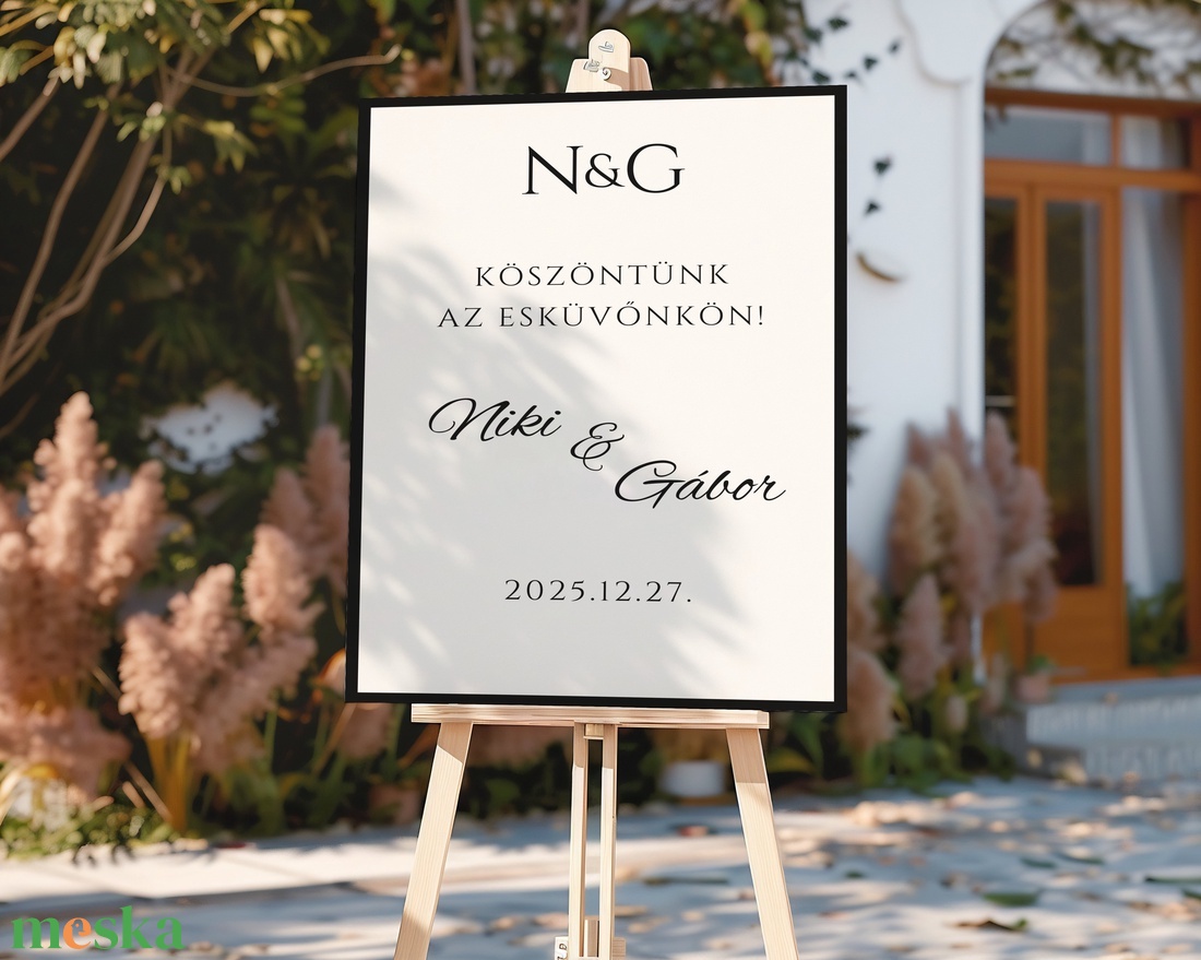 Esküvői tábla /köszöntőtábla/ültetésrend tábla/programtábla - Noir Elegance (modern fekete) - esküvő - dekoráció - tábla & jelzés - Meska.hu