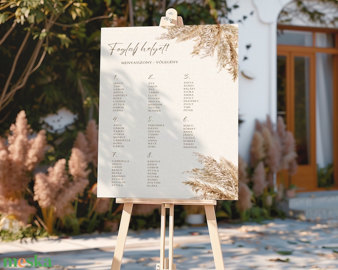 Esküvői tábla /köszöntőtábla/ültetésrend tábla/programtábla - Pampas Dreams (pampafüves natúr) - esküvő - dekoráció - tábla & jelzés - Meska.hu
