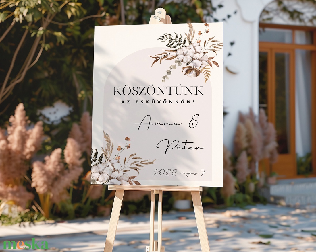 Esküvői tábla /köszöntőtábla/ültetésrend tábla/programtábla - Raw Silk (natúr gyapotos) - esküvő - dekoráció - tábla & jelzés - Meska.hu