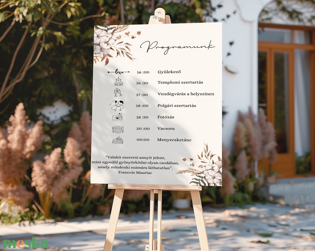 Esküvői tábla /köszöntőtábla/ültetésrend tábla/programtábla - Raw Silk (natúr gyapotos) - esküvő - dekoráció - tábla & jelzés - Meska.hu
