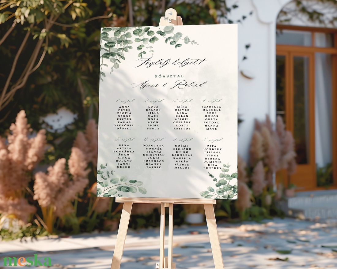 Esküvői tábla /köszöntőtábla/ültetésrend tábla/programtábla - Silver Dollar (eukaliptuszos) - esküvő - dekoráció - tábla & jelzés - Meska.hu