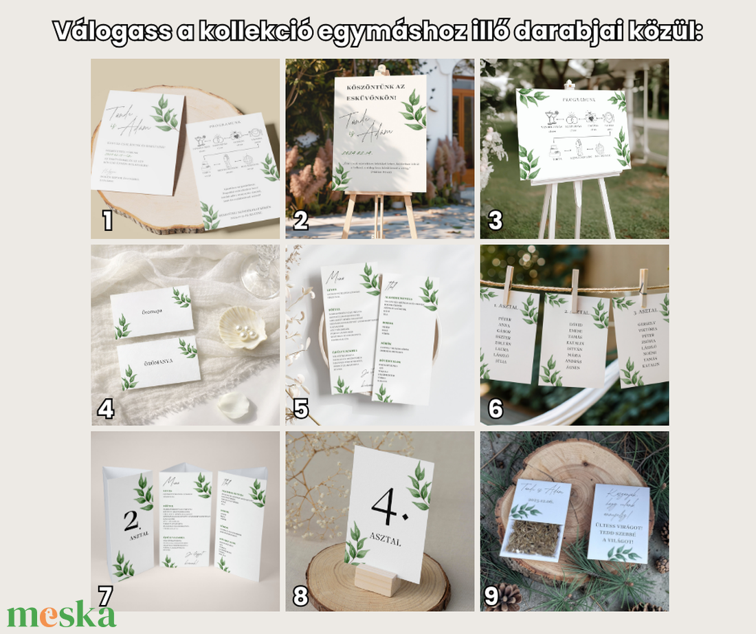 Esküvői tábla /köszöntőtábla/ültetésrend tábla/programtábla - Soft Sage (zsályazöld leveles) - esküvő - dekoráció - tábla & jelzés - Meska.hu