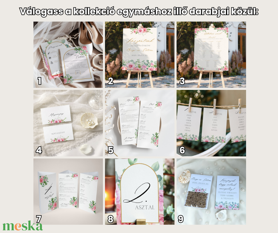 Esküvői tábla /köszöntőtábla/ültetésrend tábla/programtábla - Springer Roses (rózsaszín rózsás) - esküvő - dekoráció - tábla & jelzés - Meska.hu