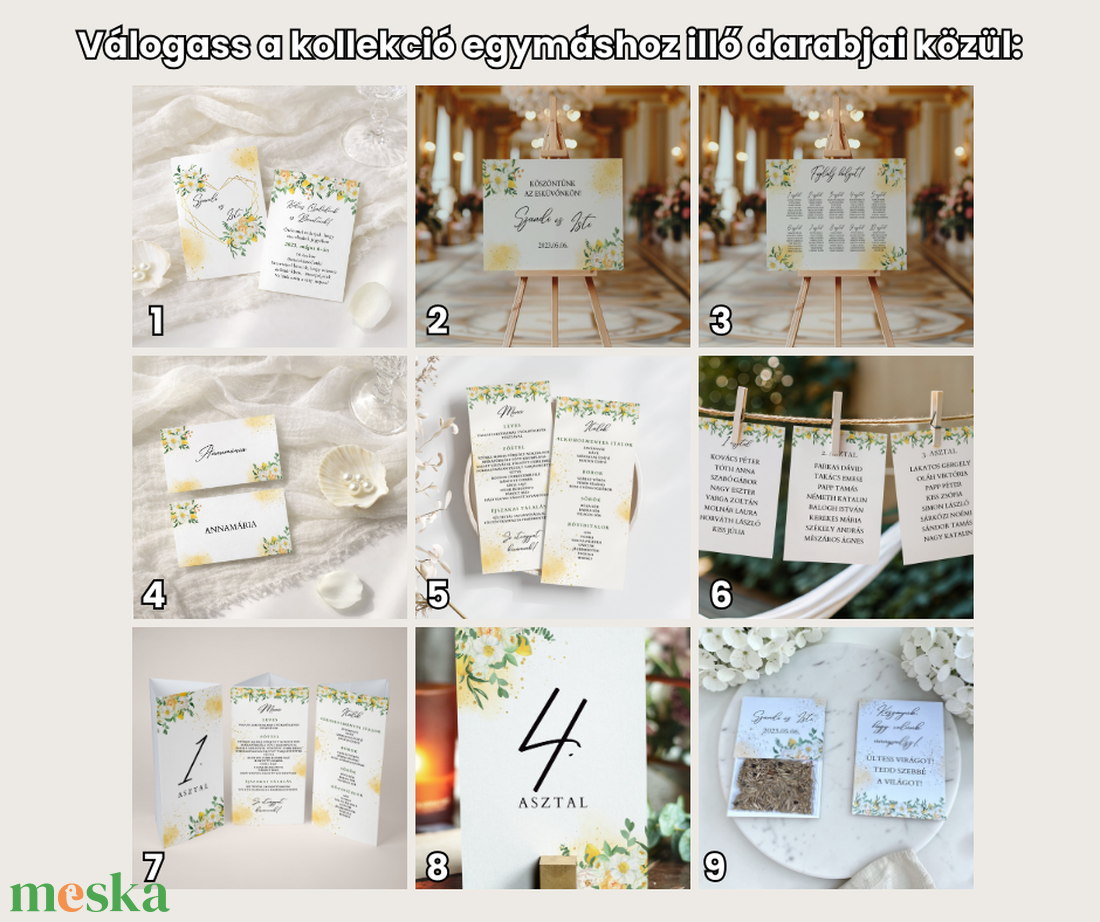 Esküvői tábla /köszöntőtábla/ültetésrend tábla/programtábla - Summer Sorbet (citromos virágos) - esküvő - dekoráció - tábla & jelzés - Meska.hu