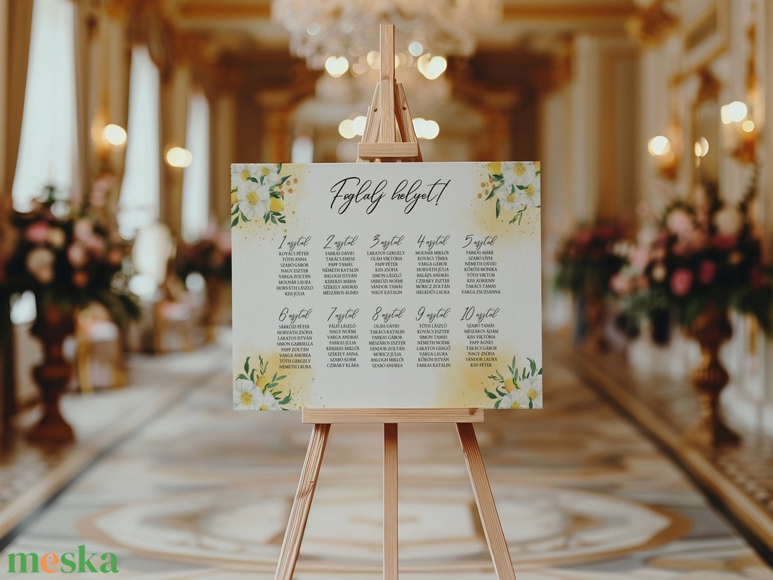 Esküvői tábla /köszöntőtábla/ültetésrend tábla/programtábla - Summer Sorbet (citromos virágos) - esküvő - dekoráció - tábla & jelzés - Meska.hu