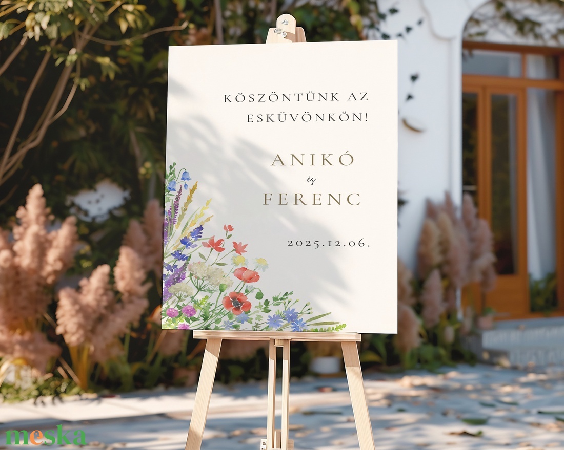 Esküvői tábla /köszöntőtábla/ültetésrend tábla/programtábla - Vadvirág liget (színes vadvirágos) - esküvő - dekoráció - tábla & jelzés - Meska.hu