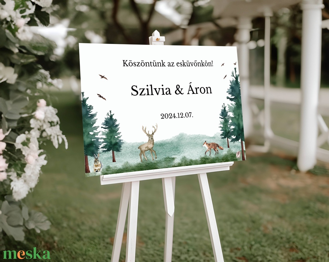 Esküvői tábla /köszöntőtábla/ültetésrend tábla/programtábla - Woodland Tale (erdei állatos) - esküvő - dekoráció - tábla & jelzés - Meska.hu