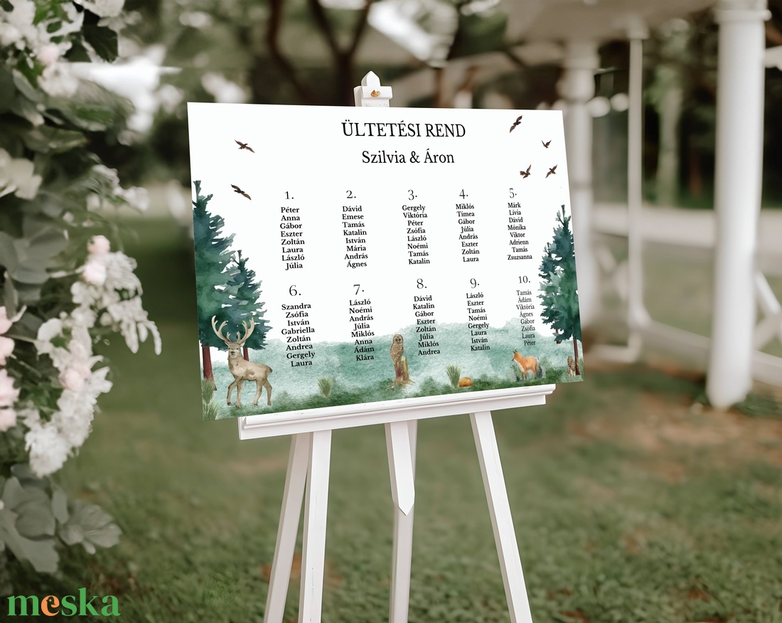 Esküvői tábla /köszöntőtábla/ültetésrend tábla/programtábla - Woodland Tale (erdei állatos) - esküvő - dekoráció - tábla & jelzés - Meska.hu