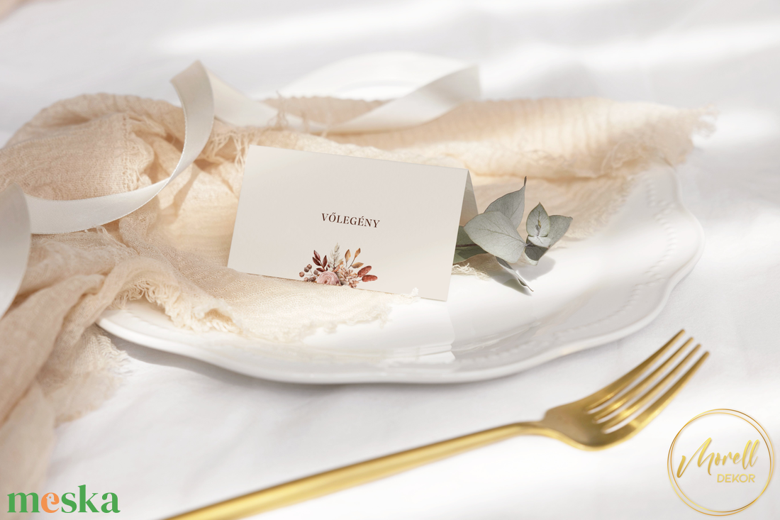 Esküvői ültetőkártya/ ültető / névkártya / asztali névkártya / vendég névtábla - Antique Bloom (terrakotta virágos) - esküvő - meghívó & kártya - meghívó - Meska.hu