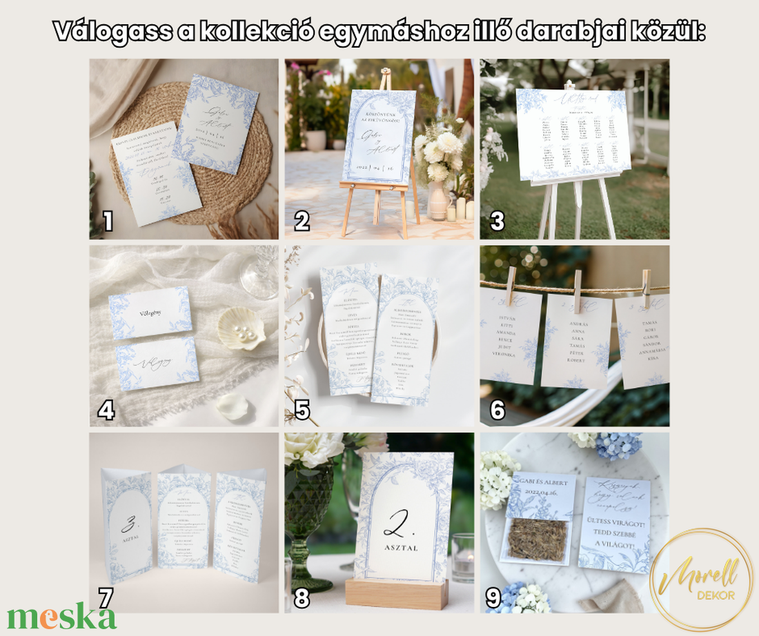 Esküvői ültetőkártya/ ültető / névkártya / asztali névkártya / vendég névtábla - Azure Wings (kék porcelán) - esküvő - meghívó & kártya - meghívó - Meska.hu