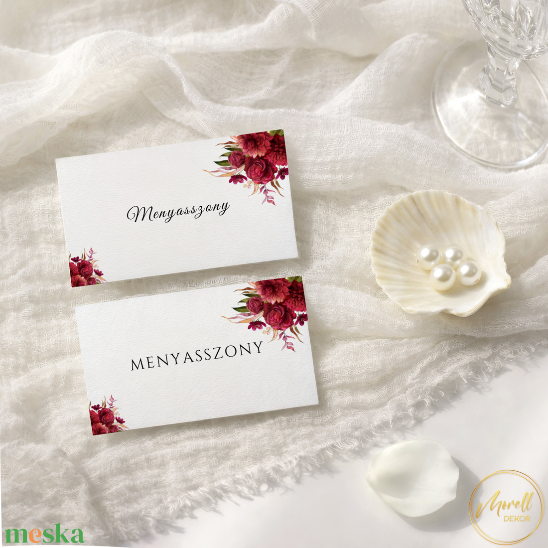 Esküvői ültetőkártya/ ültető / névkártya / asztali névkártya / vendég névtábla - Burgundy Bliss (bordó virágos) - esküvő - meghívó & kártya - meghívó - Meska.hu