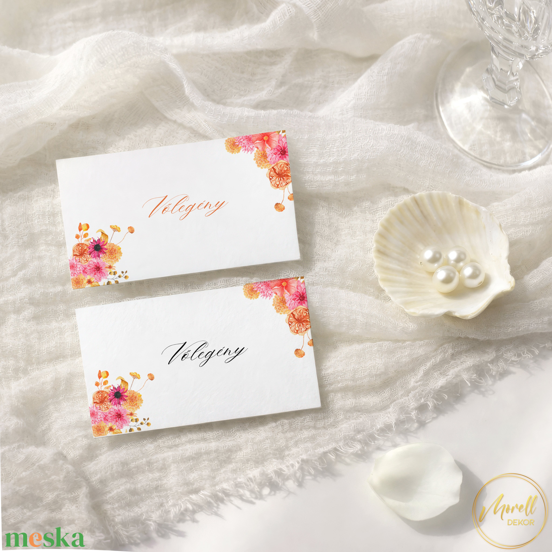 Esküvői ültetőkártya/ ültető / névkártya / asztali névkártya / vendég névtábla - Color Pop Flora (színes virágos) - esküvő - meghívó & kártya - meghívó - Meska.hu