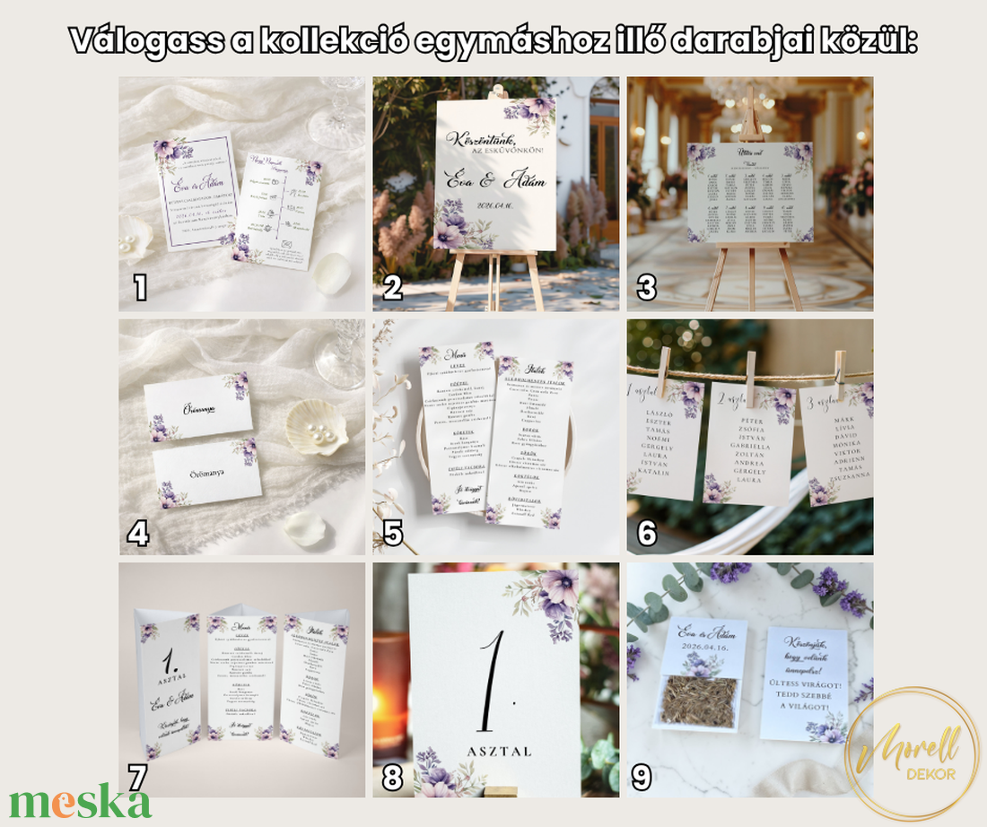 Esküvői ültetőkártya/ ültető / névkártya / asztali névkártya / vendég névtábla - Violet Haze (lila virágos) - esküvő - meghívó & kártya - meghívó - Meska.hu