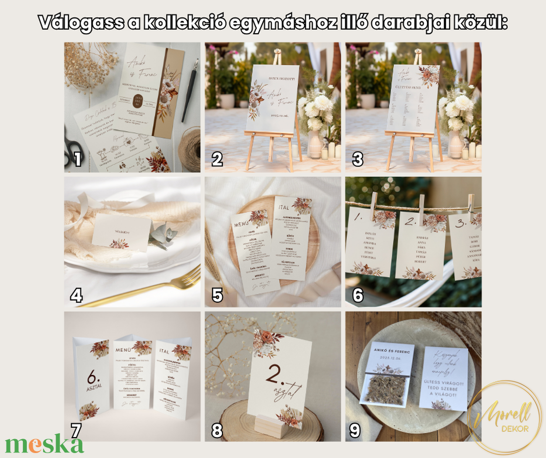 Esküvő asztalszám/asztaljelölő/asztalszám kártya/asztalszámozás/asztali dekoráció - Antique Bloom (terrakotta virágos) - esküvő - meghívó & kártya - meghívó - Meska.hu