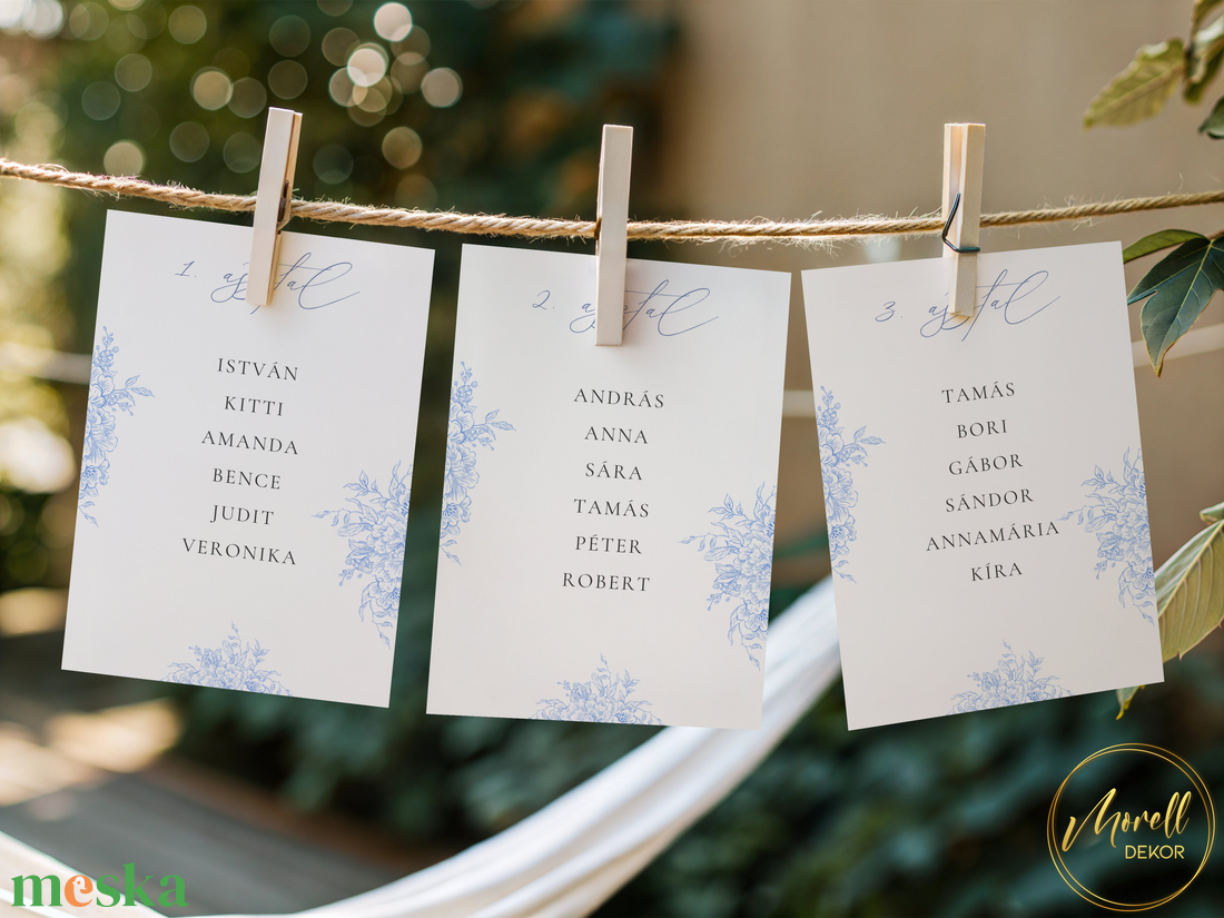 Esküvői ültetőkártya/ ültető / névkártya / asztali névkártya / vendég névtábla -Azure Wings (kék porcelán) - esküvő - meghívó & kártya - meghívó - Meska.hu
