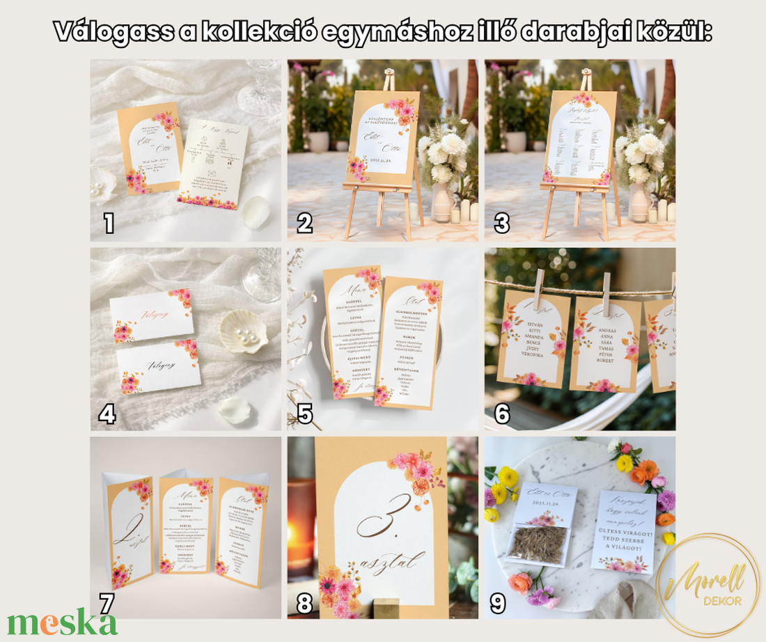 Esküvői ültetőkártya/ ültető / névkártya / asztali névkártya / vendég névtábla - Color Pop Flora (színes virágos) - esküvő - meghívó & kártya - meghívó - Meska.hu