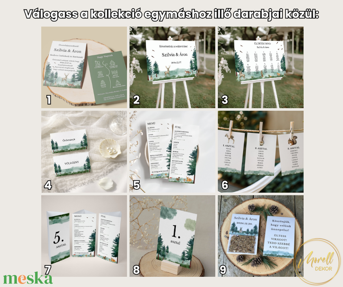  Esküvő asztalszám/asztaljelölő/asztalszám kártya/asztalszámozás/asztali dekoráció - Woodland Tale (erdei állatos) - esküvő - meghívó & kártya - meghívó - Meska.hu
