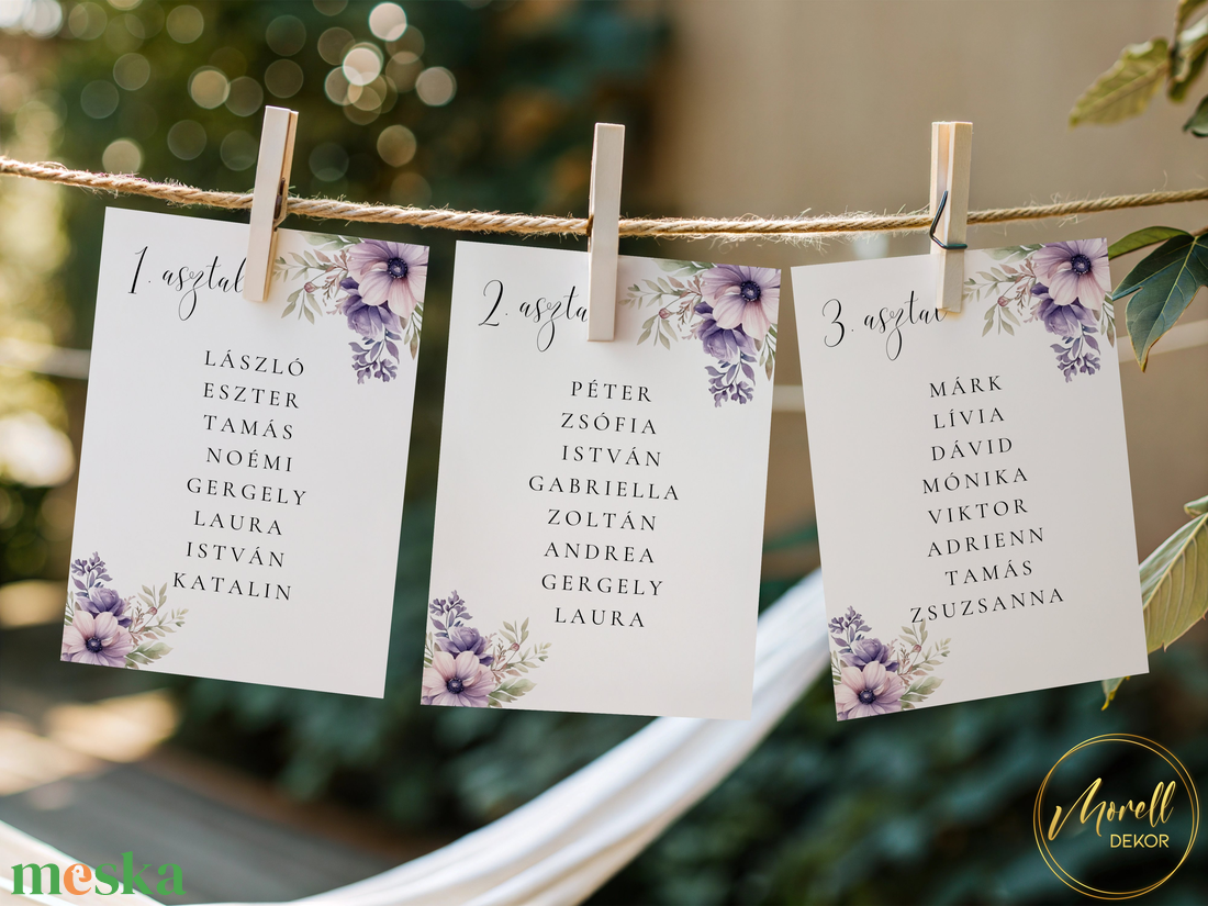 Esküvői ültetőkártya/ ültető / névkártya / asztali névkártya / vendég névtábla - Violet Haze (lila virágos) - esküvő - meghívó & kártya - meghívó - Meska.hu