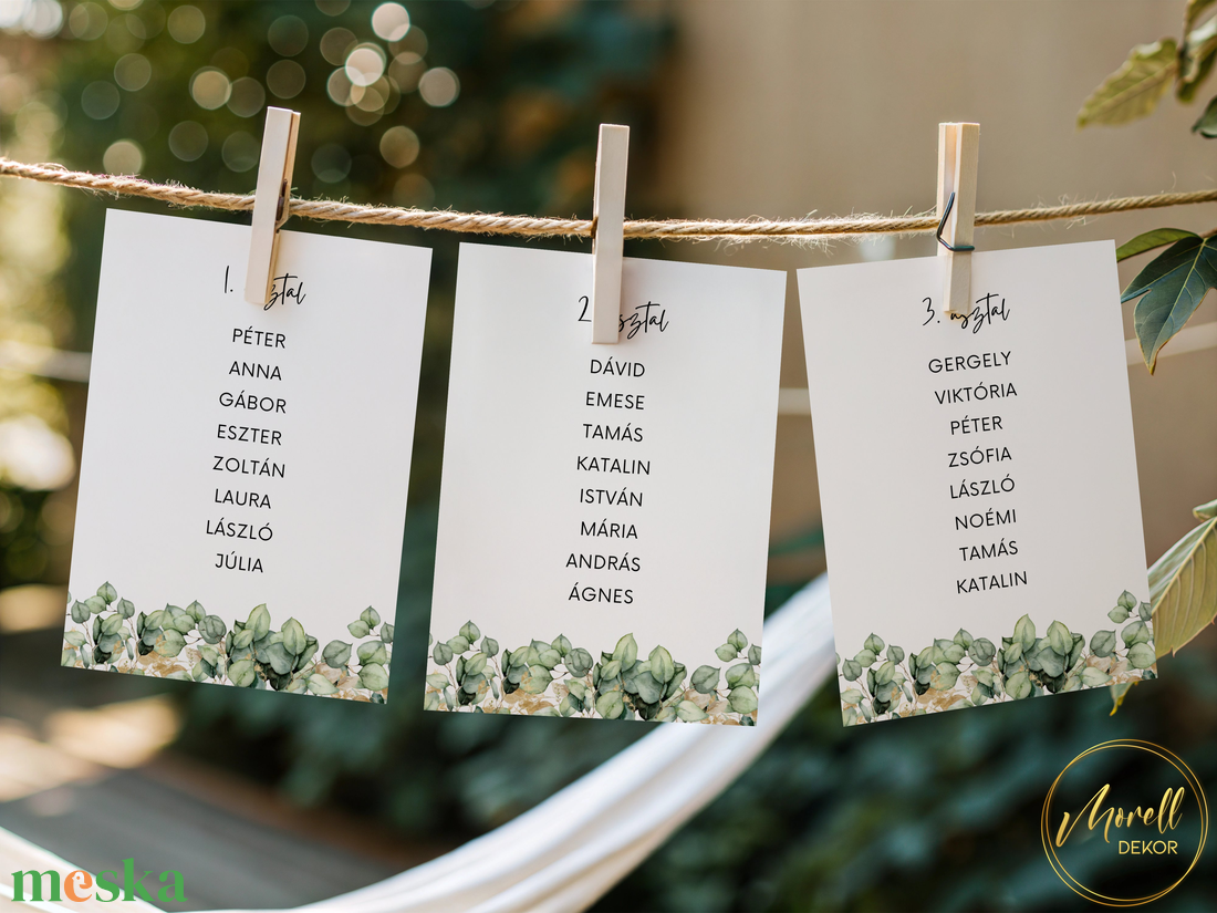 Esküvői ültetőkártya/ ültető / névkártya / asztali névkártya / vendég névtábla - Verde Oro (eukaliptuszos arany) - esküvő - meghívó & kártya - meghívó - Meska.hu