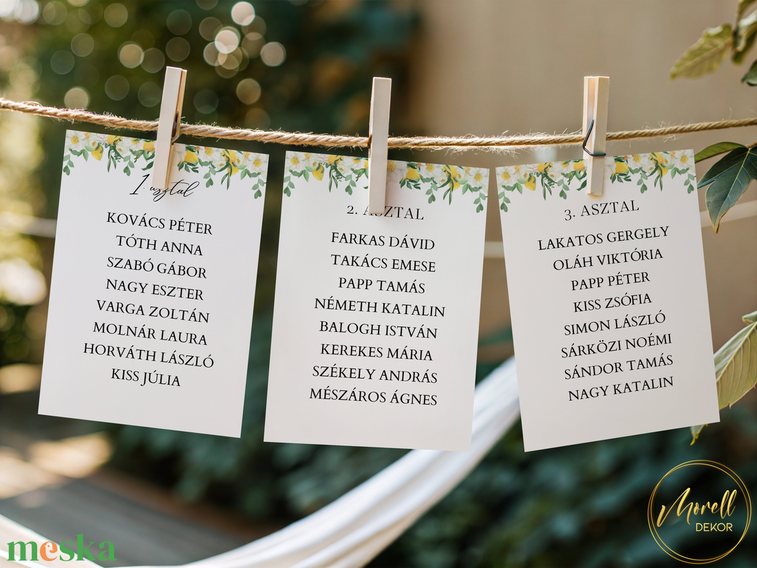 Esküvői ültetőkártya/ ültető / névkártya / asztali névkártya / vendég névtábla - Summer Sorbet (citromos virágos) - esküvő - meghívó & kártya - meghívó - Meska.hu