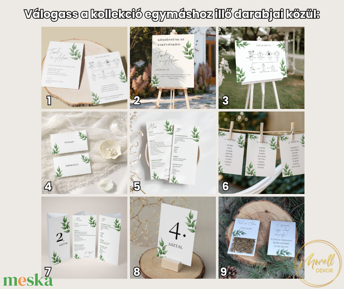 Esküvői ültetőkártya/ ültető / névkártya / asztali névkártya / vendég névtábla - Soft Sage (zsályazöld leveles) - esküvő - meghívó & kártya - meghívó - Meska.hu